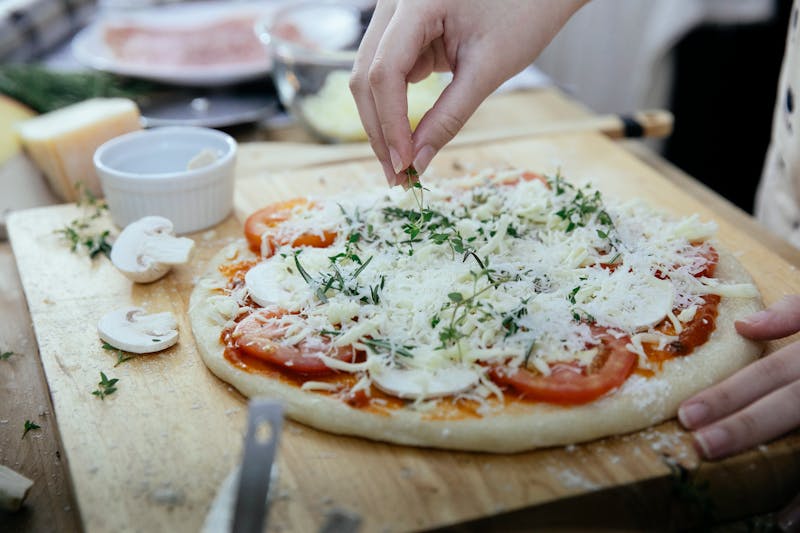 Fresh pizza dough being prepared at Green lantern pizza